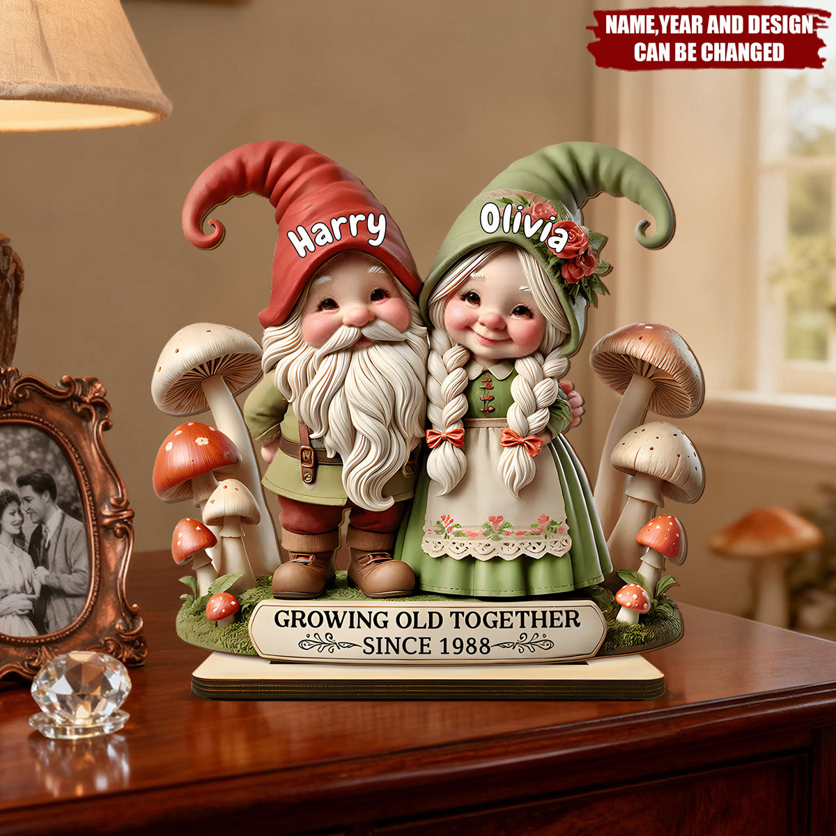 Growing Old Together - Personalized Standing Wooden Plaque