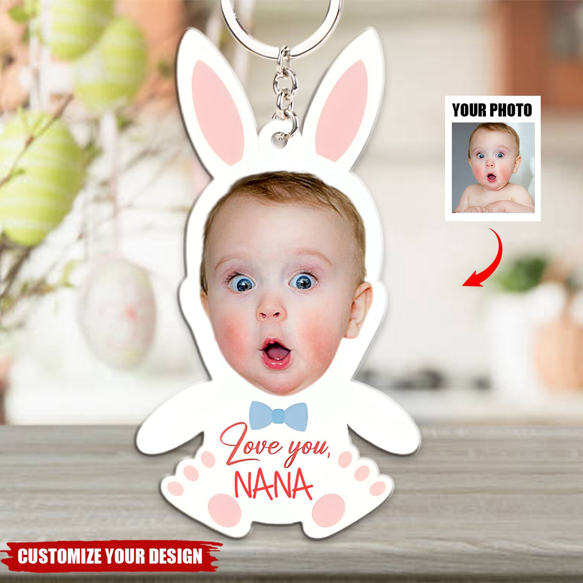 Personalized Gifts For Grandma Keychain Little Bunny Kid