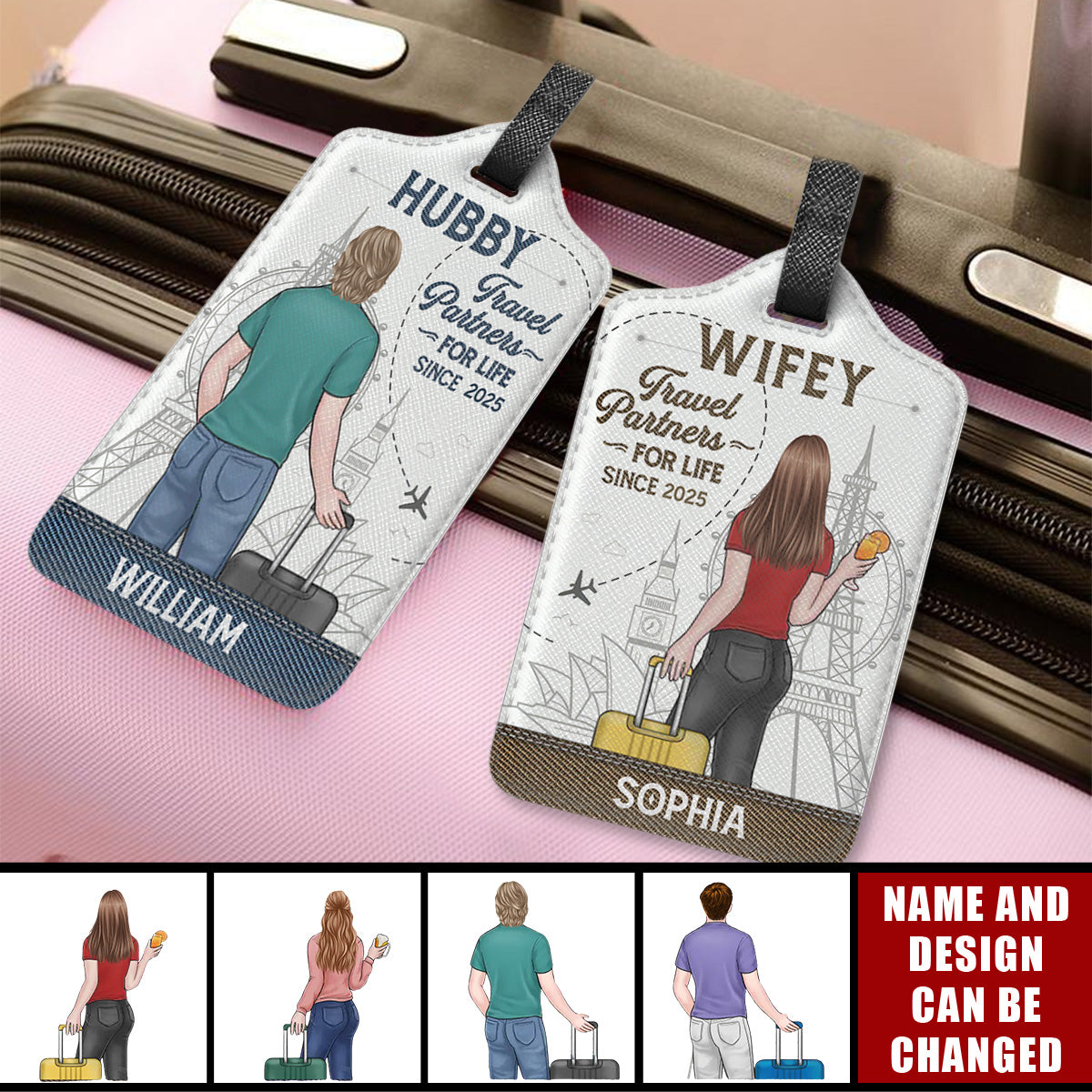 Exploring The World, Hand In Hand - Travel Personalized Custom Combo 2 Luggage Tags