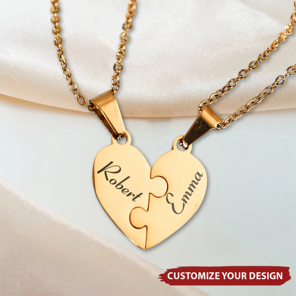 Puzzle Hearts - Personalized Heart Puzzle Name Necklace