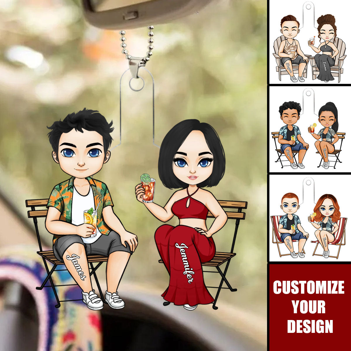 Couple Trip In Progress - Personalized Acrylic Car Ornament