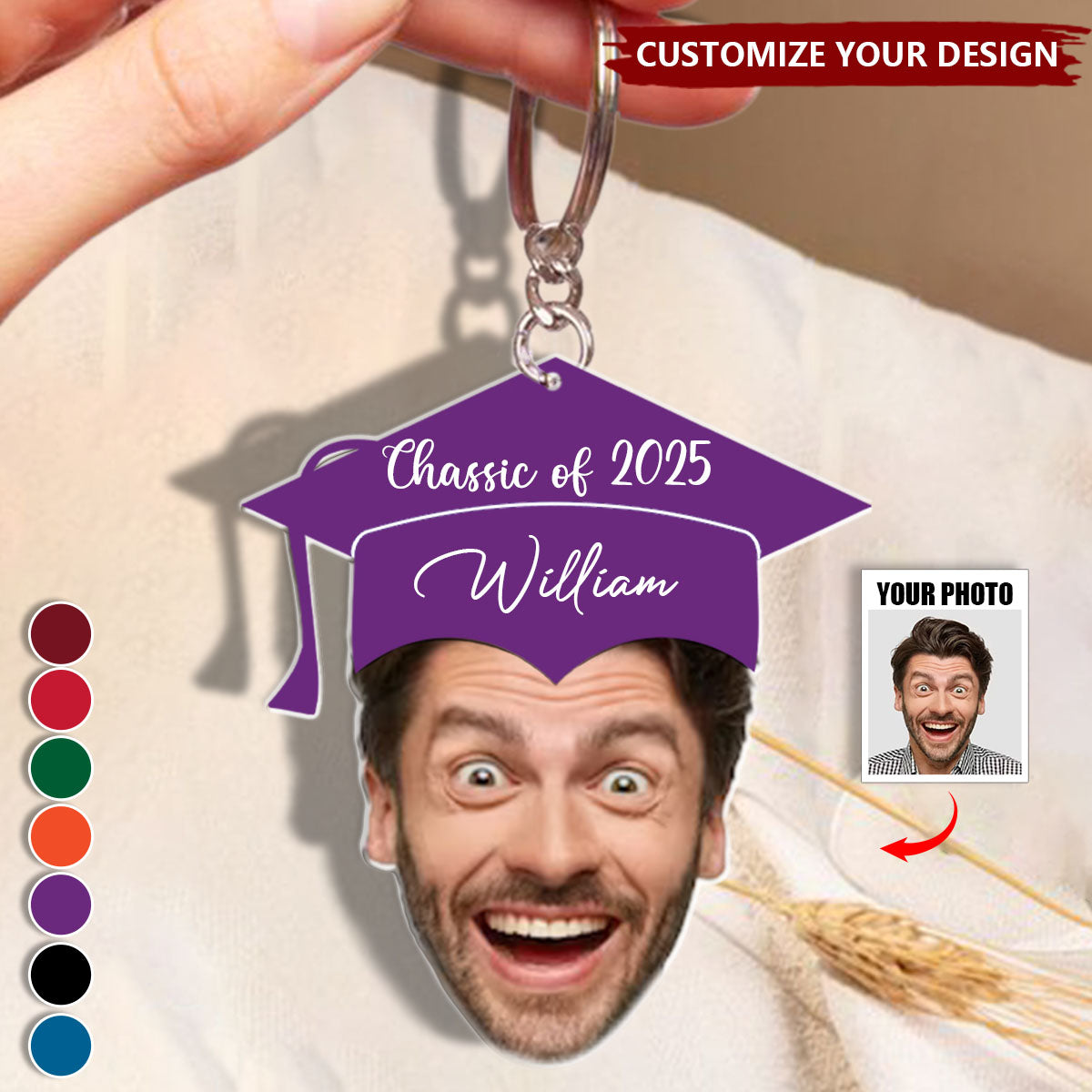 Graduation Hat - Personalized Acrylic Keychain