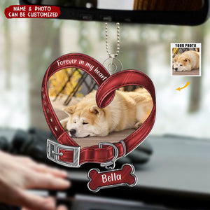 Heart Shaped Dog Collar Memorial Personalized Photo Acrylic Ornament