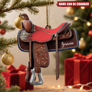Western Horse Saddle Acrylic Ornament, Custom Xmas Cowboy/ Cowgirl Tree Keepsake