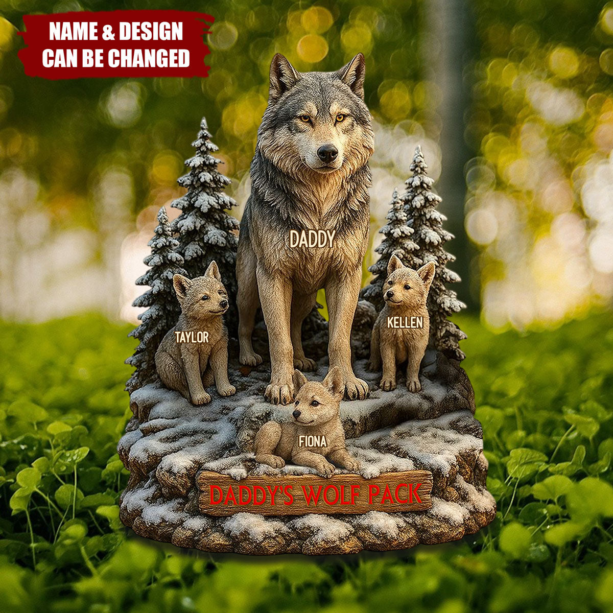 Dad's Wolf Pack Acrylic Plaque Personalized Gifts For Dad