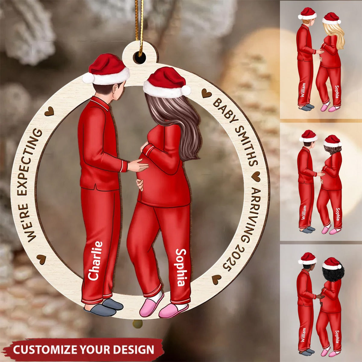 Expecting Parents Christmas Pregnancy Personalized Ornament