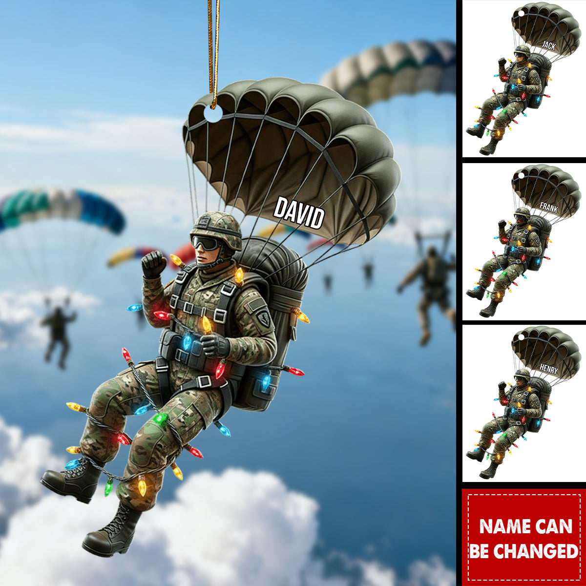 Military Parachutist - Personalized Veteran Ornament