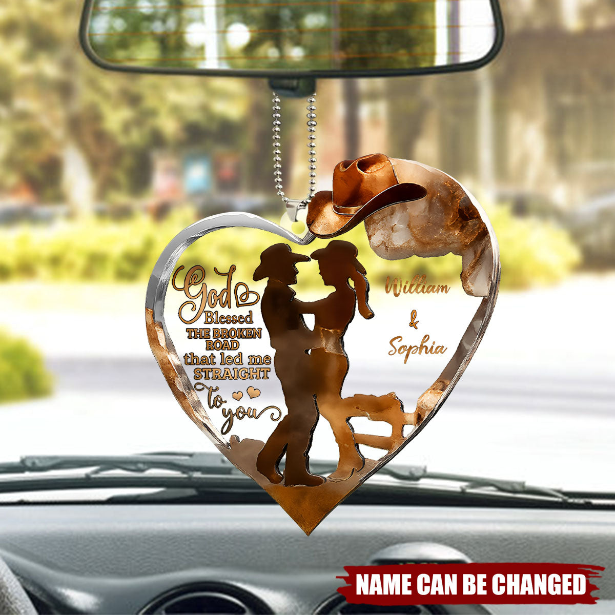 Couple Cowboy And Cowgirl God Blessed - Personalized Cowgirl Transparent Acrylic Car Ornament