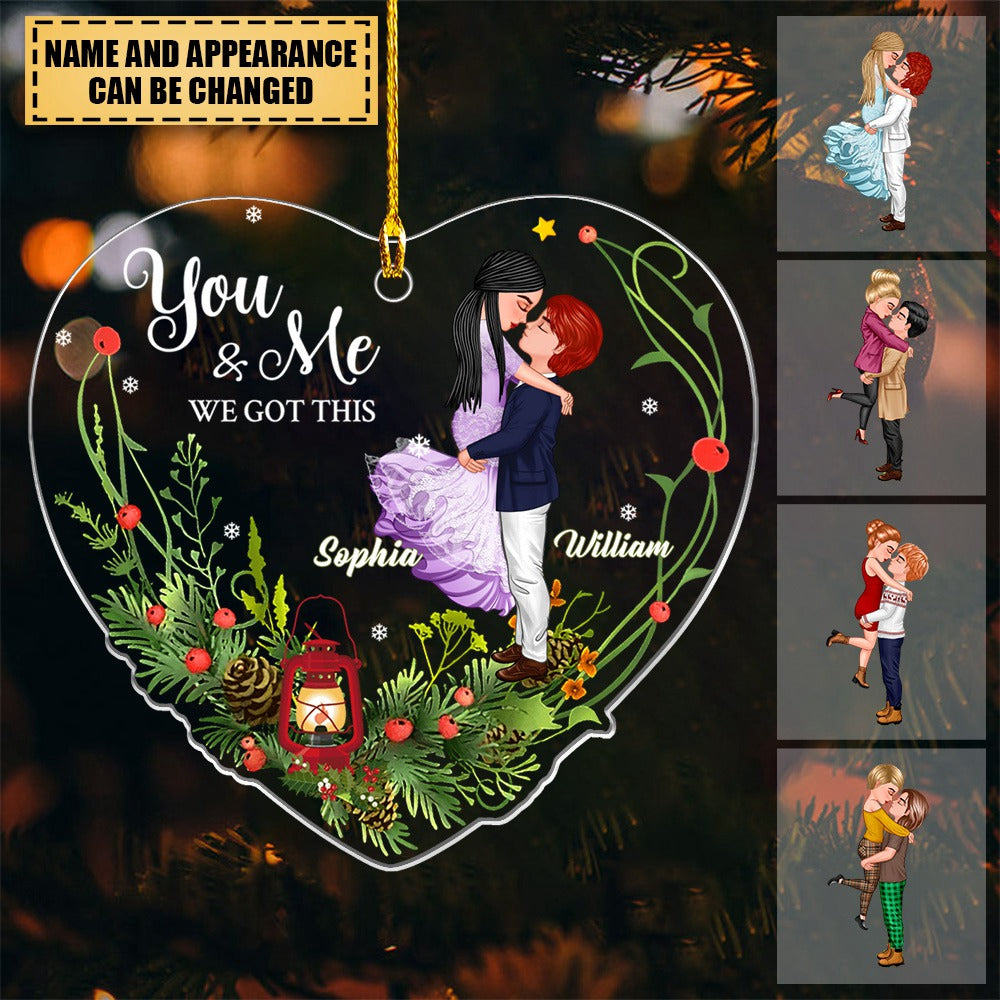 Christmas Couple Portrait, Firefighter, Nurse, Police Officer, Military, Chef, EMS, Flight, Teacher, Gifts by Occupation Personalized Acrylic Ornament