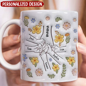 You Hold Our Hands, Also Our Hearts - Family Personalized 3D Inflated Effect Printed Mug