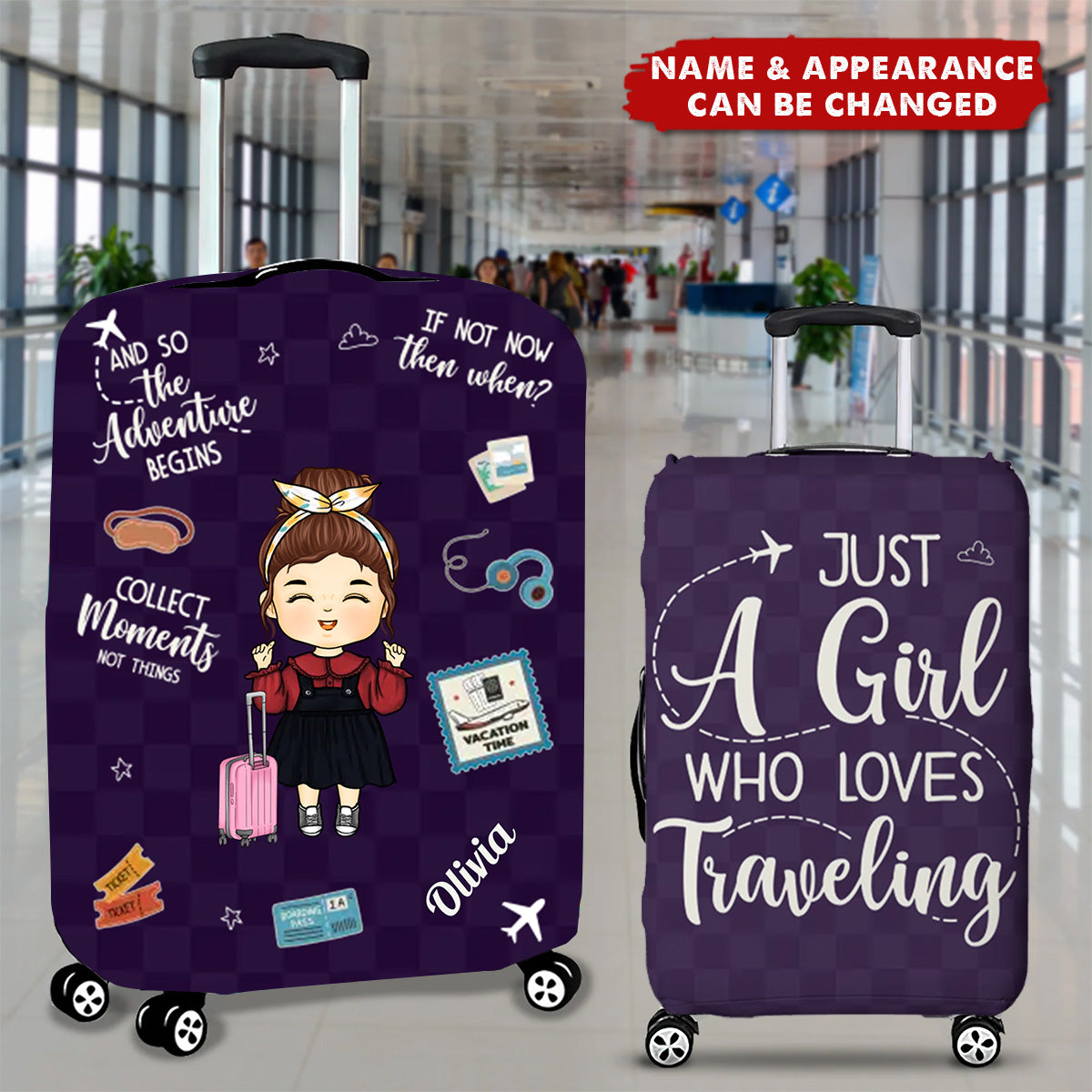 Love Is An Endless Journey - Travel Personalized Custom Luggage Cover - Summer Vacation Gift, Gift For Adventure Travel Lovers