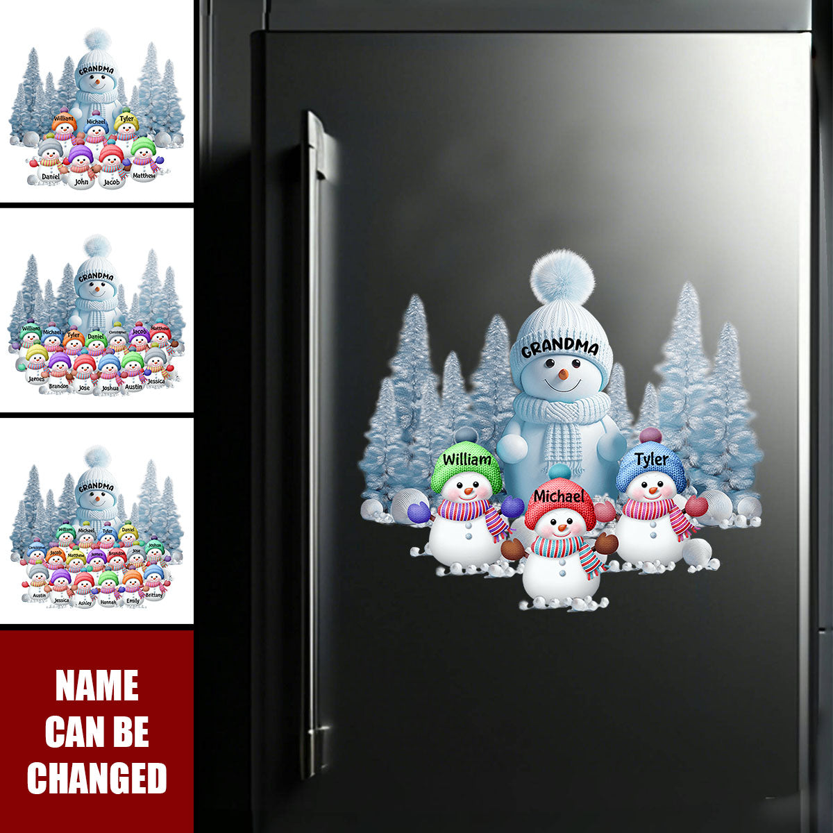 Christmas Blue Vibe Snowman Grandma Mom Colorful Kids - Personalized Christmas Decal