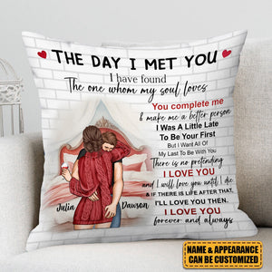 The Day I Met You Romantic Couples Valentines - Personalized Pillow