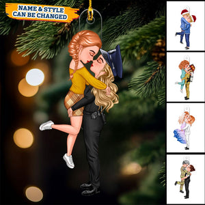 Couple Portrait, Firefighter, Nurse, Police Officer, Military, Chef, EMS, Flight, Teacher, Gifts by Occupation - Personalized Ornament