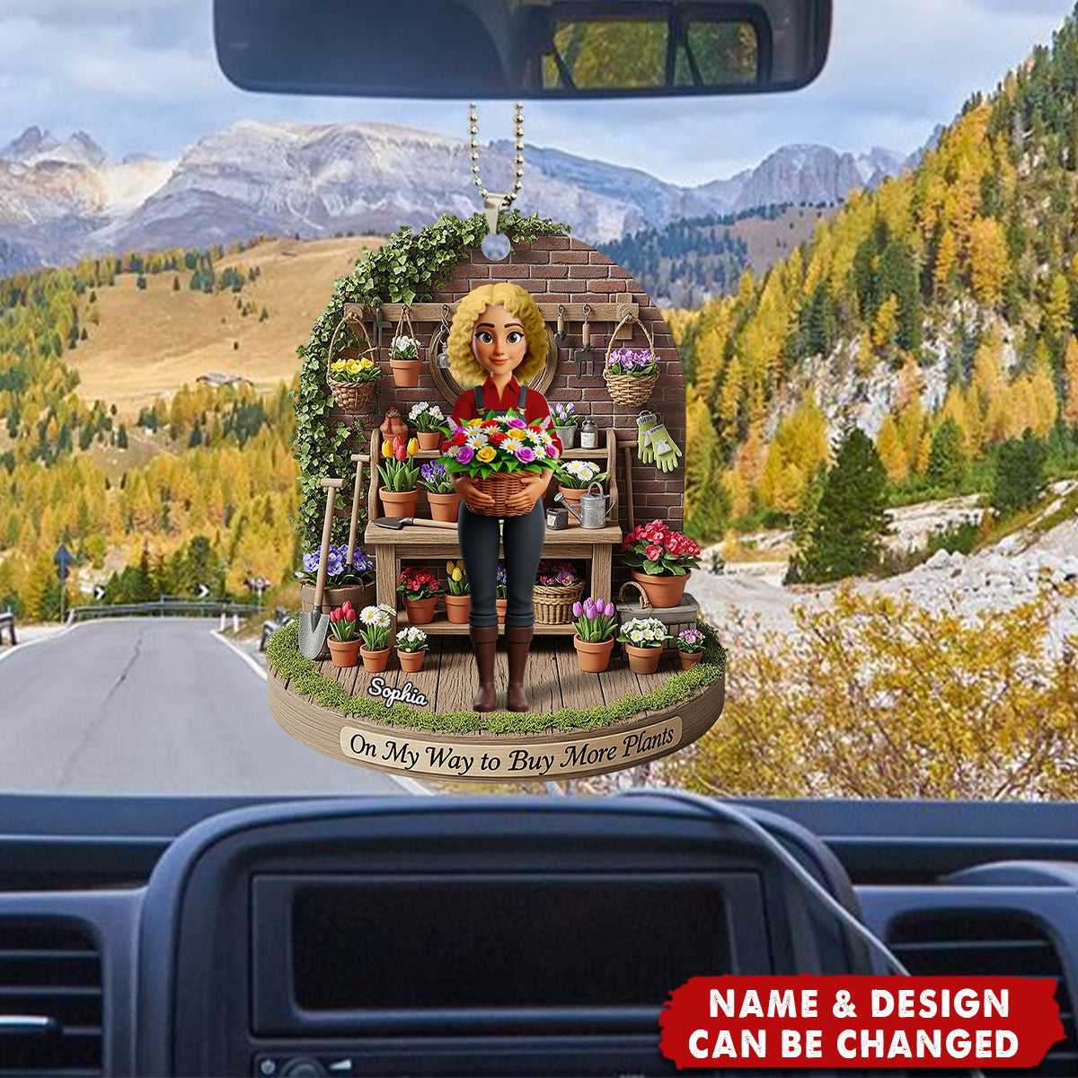 Flower Garden Girl Car Ornament Personalized Gifts For Gardeners