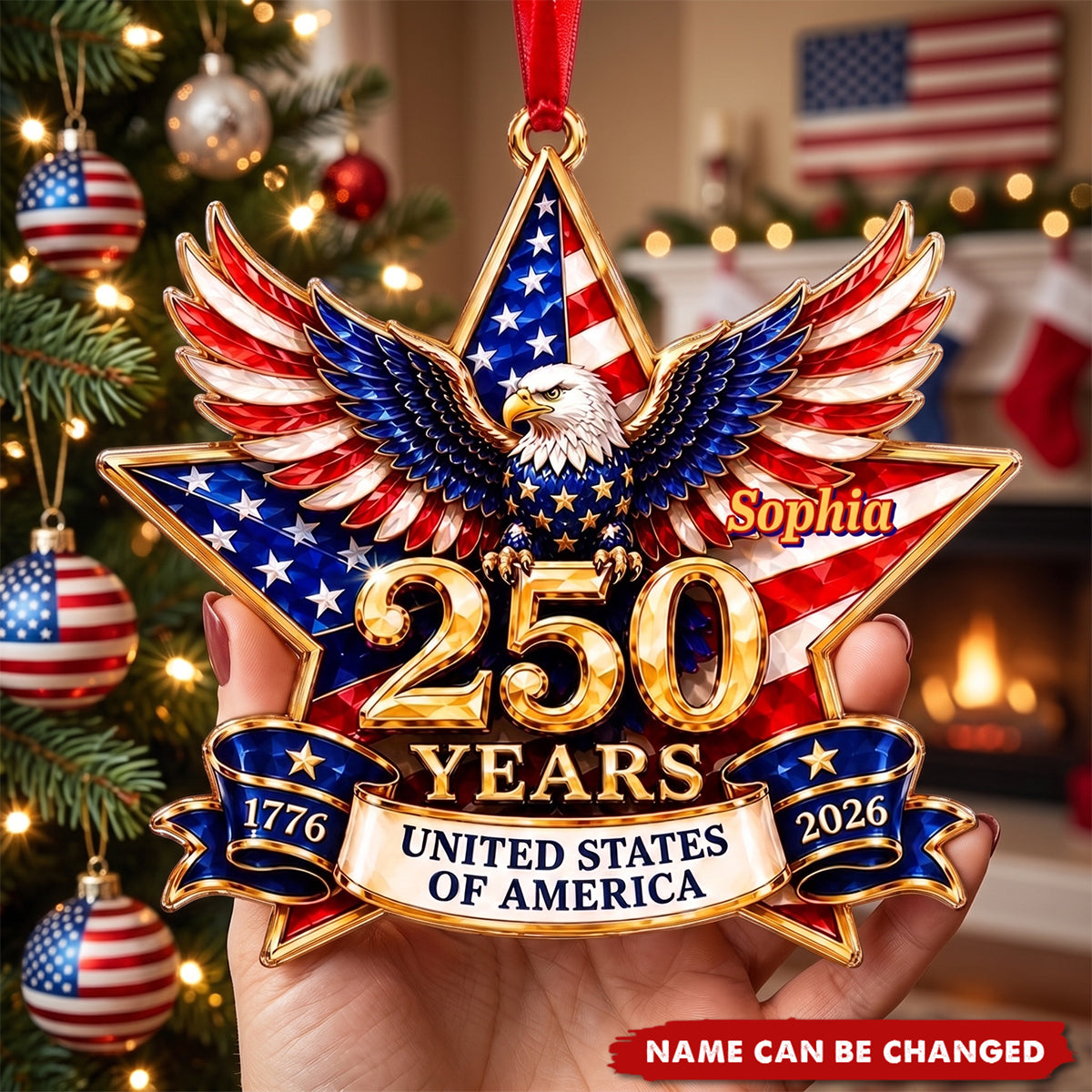 America 250th Eagle Ornament 2026, Bald Eagle Acrylic Holiday Decor Gift