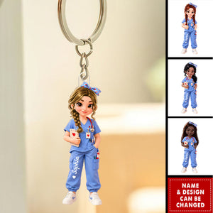 Personalized Nurse Keychain, Custom RN Christmas Gift For Her