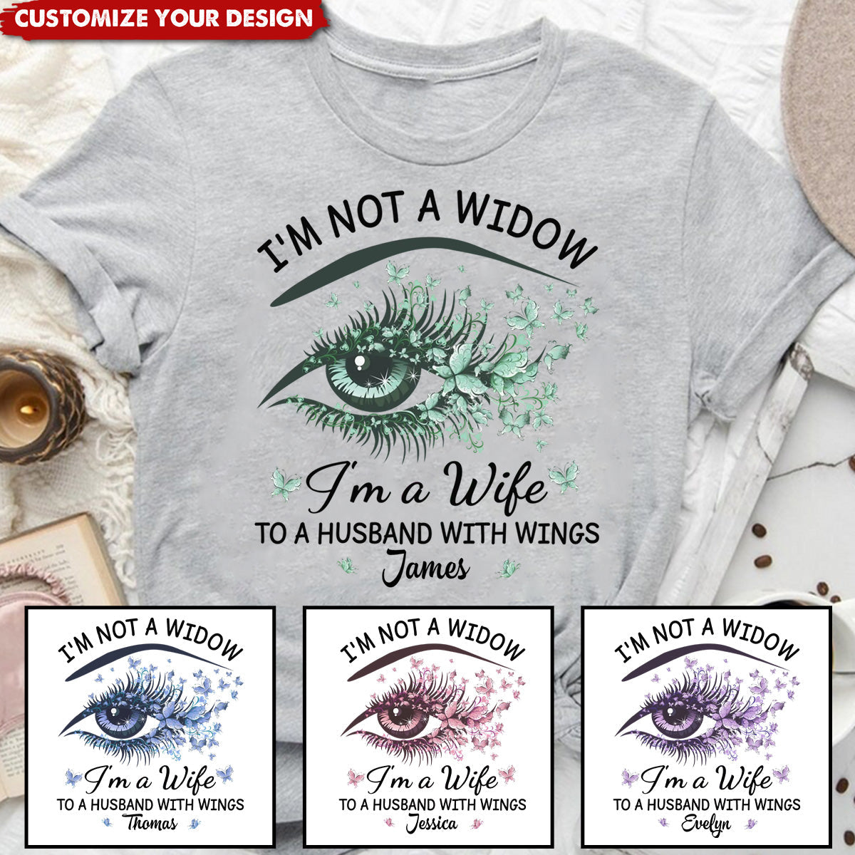 I'm A Wife To A Husband With Wings - Memorial  Personalized T-Shirt