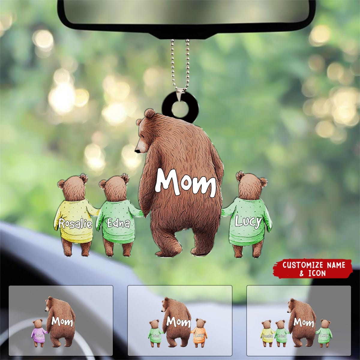 Bear Mom Grandma With Kids - Personalized Acrylic Ornament