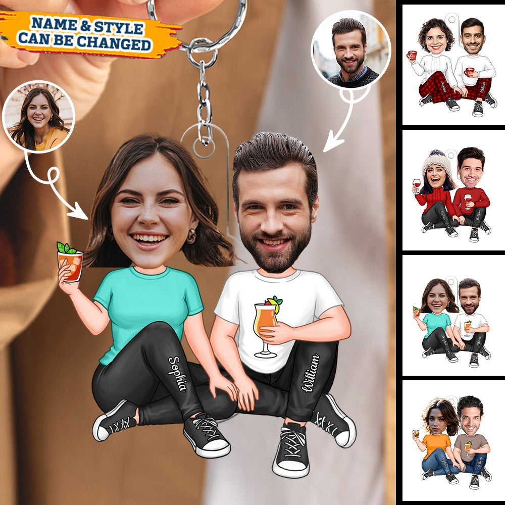 Couple Funny Custom Face Photo - Personalized Keychain