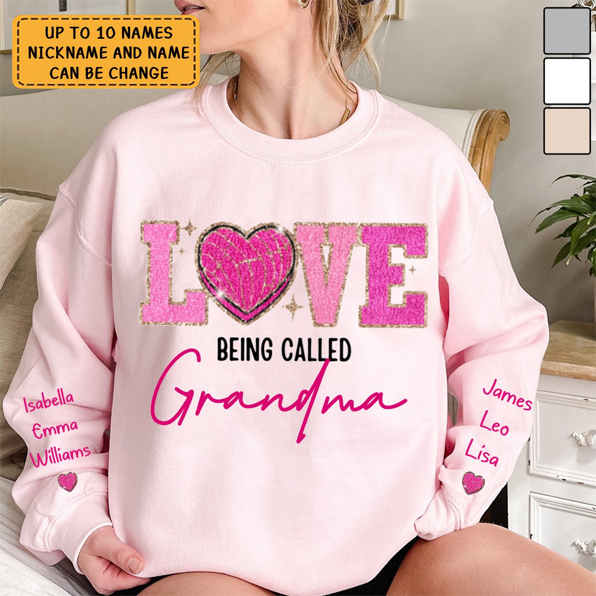 Love Being Called Grandma Pink Glitter Love Personalized Sweatshirt