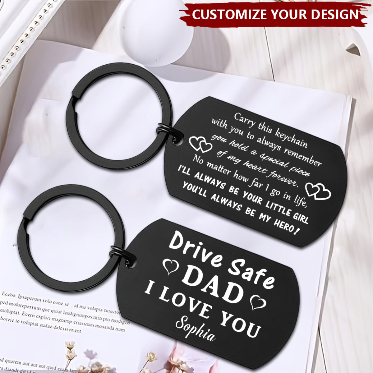 Drive Safe Dad, I Love You - Personalized Stainless Steel Keychain