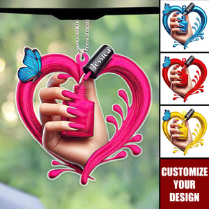 Nail Polish Bottle - Personalized Acrylic Car Ornament, Gift For Nail Technician