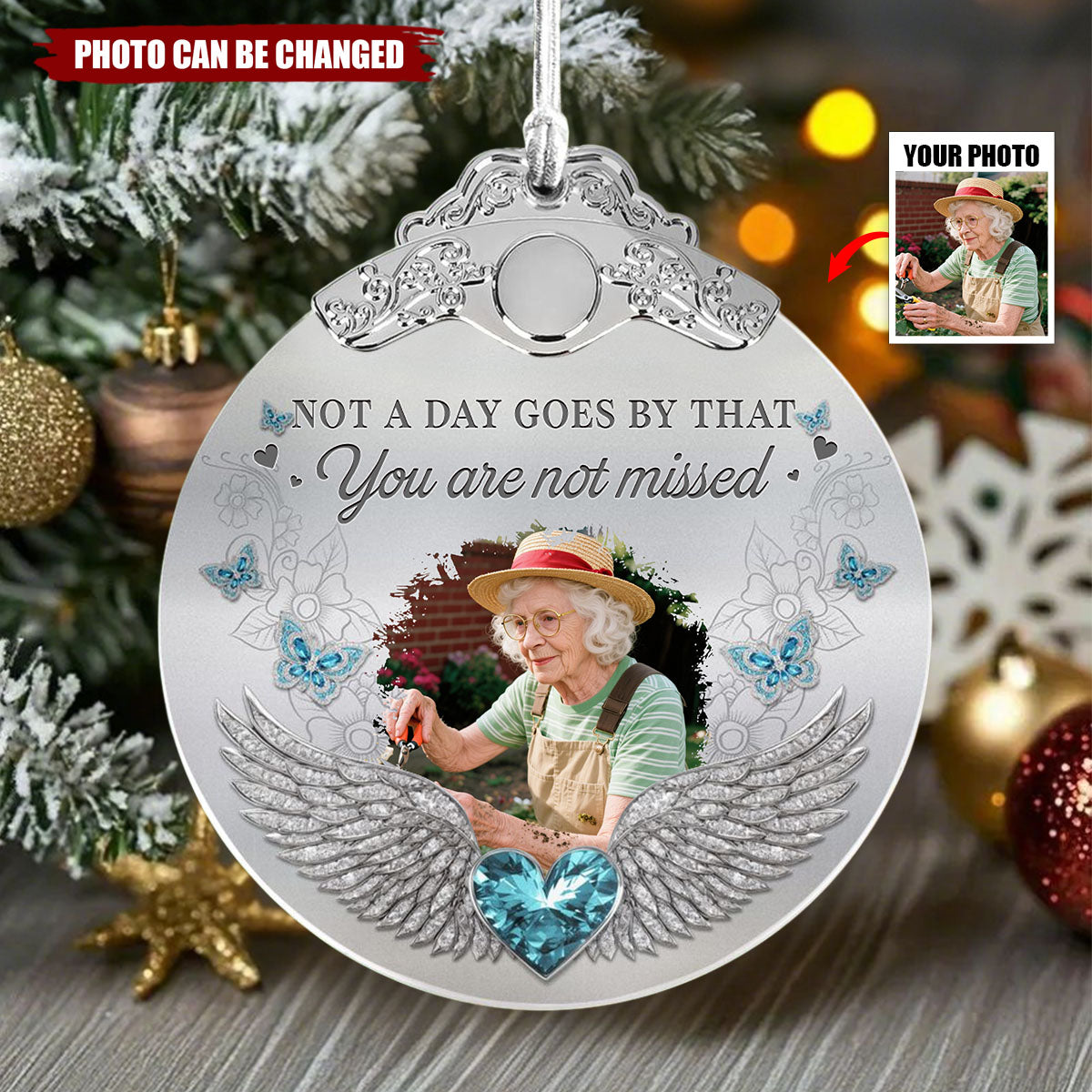 I Am Always With You - Personalized Glass Photo Ornament With Silver Cap