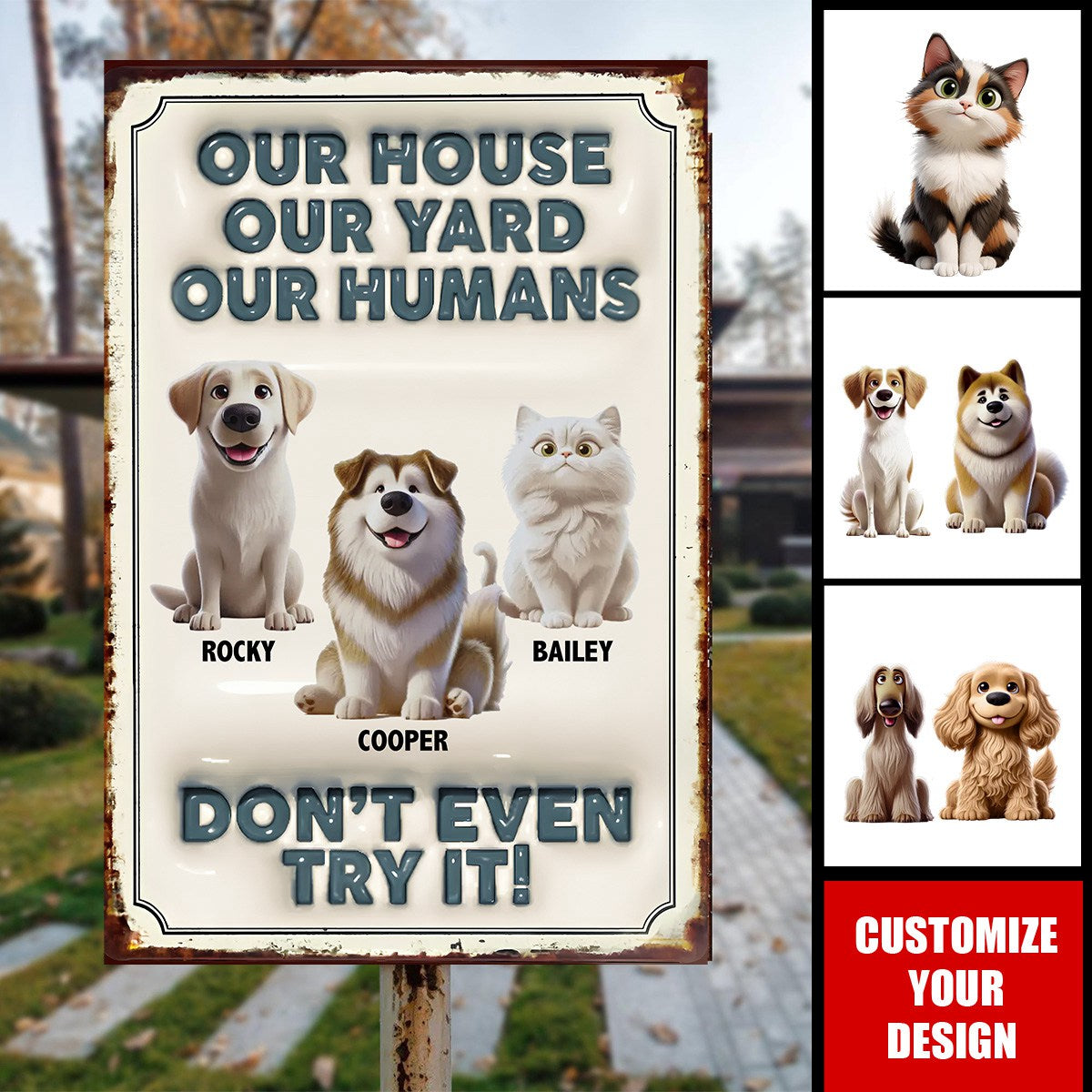 This Home Runs On Paws And Love - Personalized Home Decor Metal Sign - House Warming Gift For Pet Owners, Pet Lovers