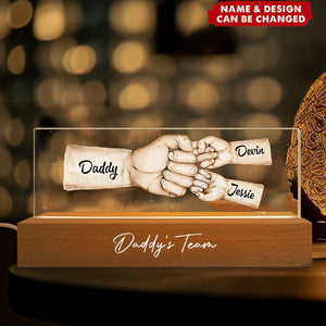 Daddy's Team Fist Bump Personalized Acrylic LED Night Light