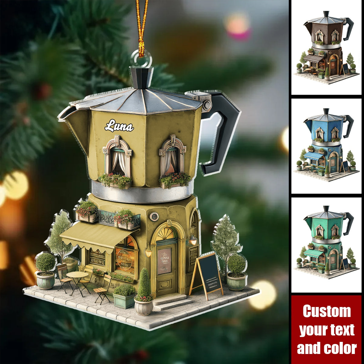 Custom Name Barista Ornament, Bartender Christmas Gift