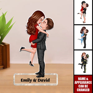 Couple Hugging Kissing Gift For Him Gift For Her Gifts by Occupation Home Decor Personalized Acrylic Block Plaque