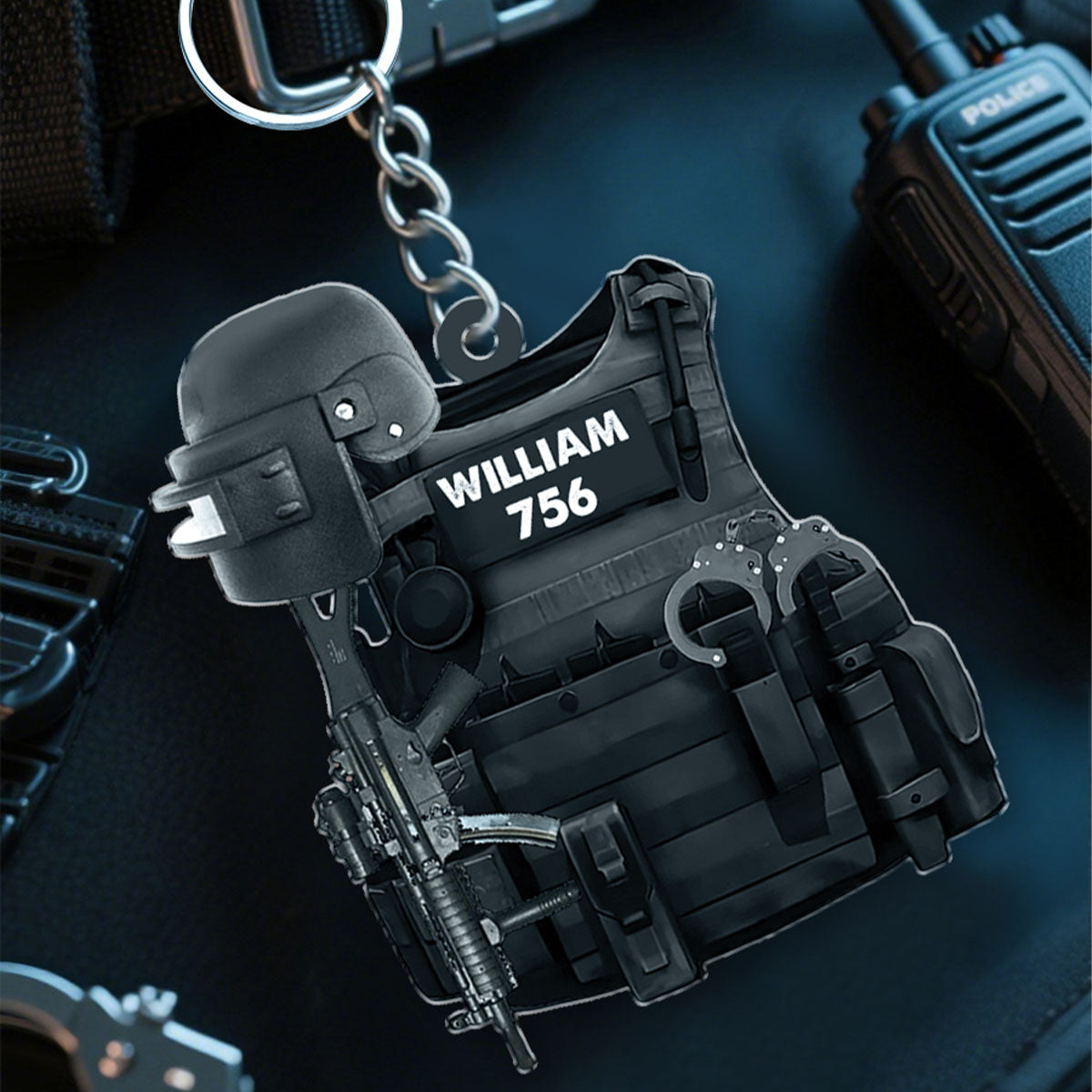 Swat Police Bulletproof Gun - Personalized ARCYLIC KEYCHAIN Gift For Swat Police