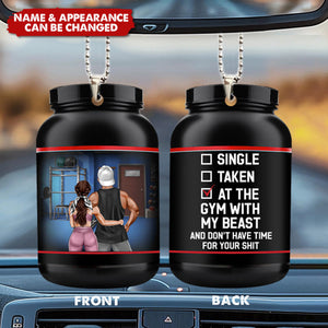 Personalized Gym Couple Car Ornament - At The Gym With My Beast/Beauty