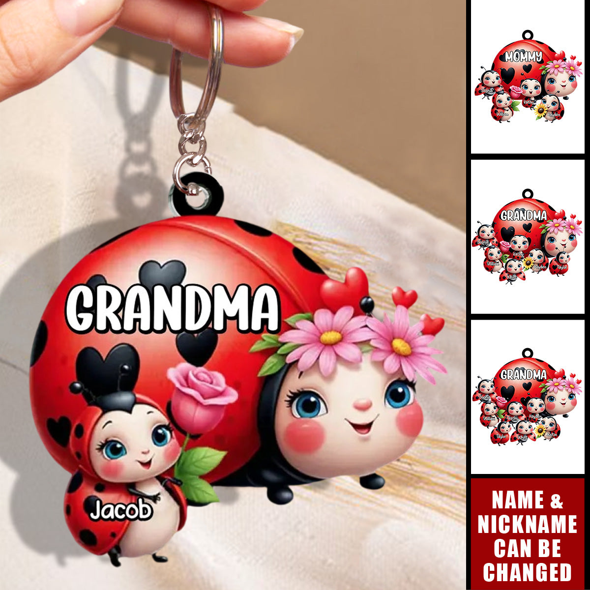 A Grandmother Is A Safe Haven - Family Personalized Custom Keychain - Gift For Mom, Grandma