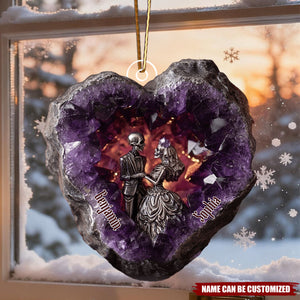Amethyst Style Skull Couple - Personalized Acrylic Ornament