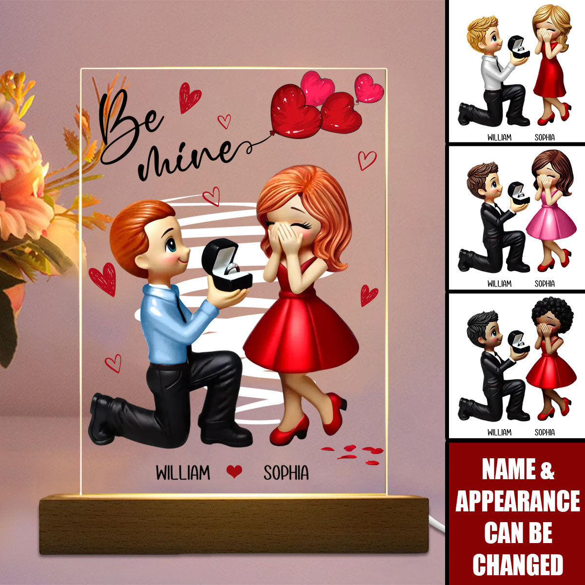 Be Mine Marriage Proposal Couple - Personalized LED Night Light