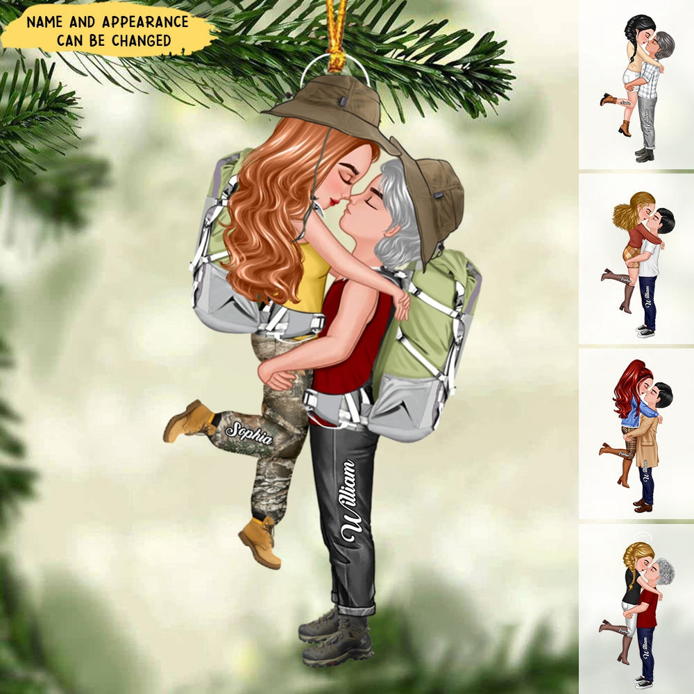 Doll Couple Camping Kissing Hugging, Camping For Life Personalized Ornament