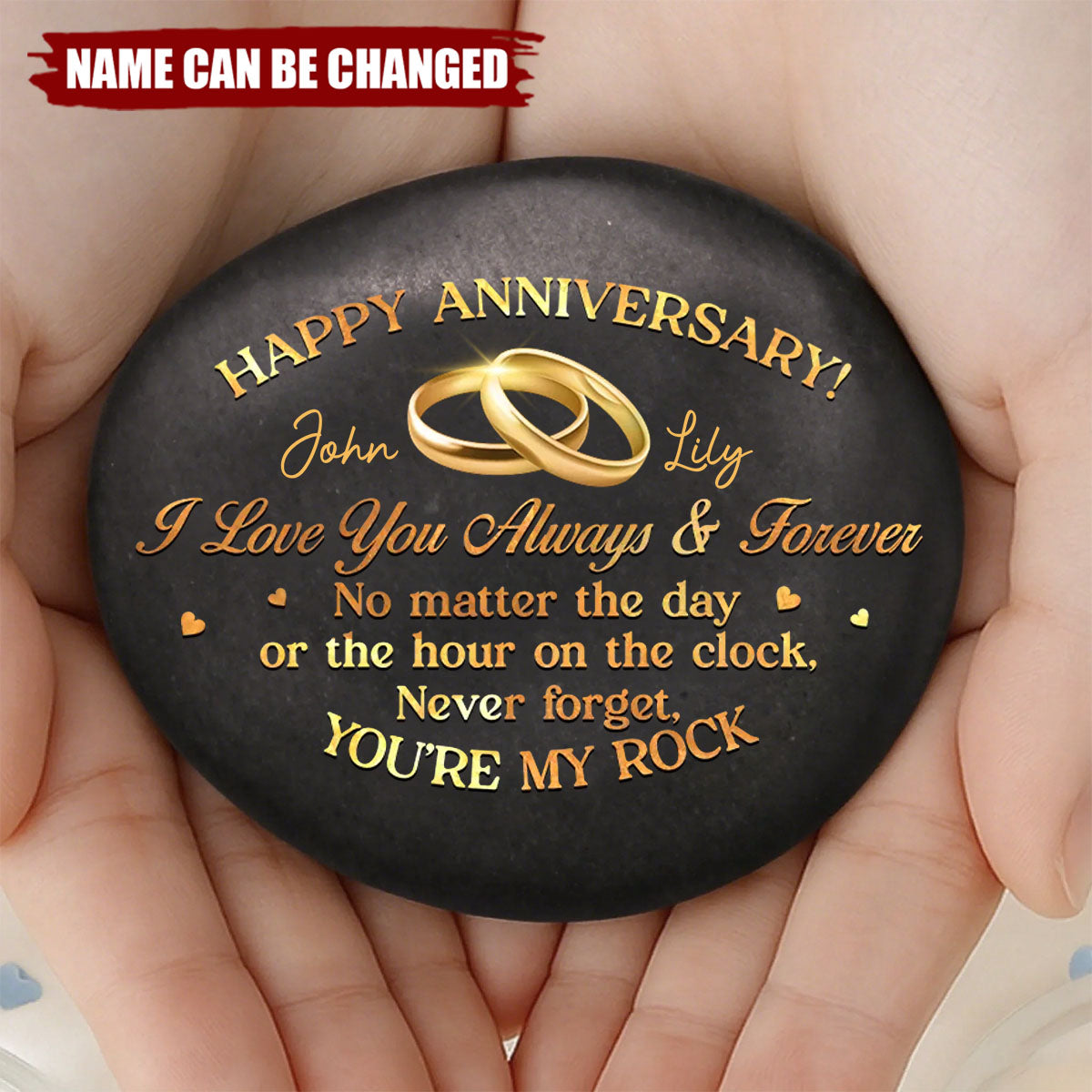 Custom Printed Rock - Anniversary Wedding Gifts For Husband And Wife, Him And Her - My Daily Dose Of Happy
