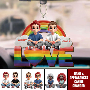 I Love You - Personalized LGBT Support Car Ornament