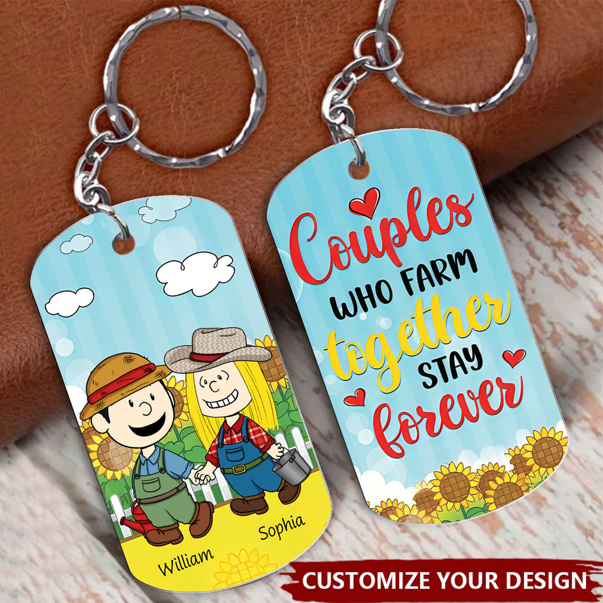 Couples Who Farm Together Stay Forever  - Personalized Keychain, Gifts For Couple Farmer