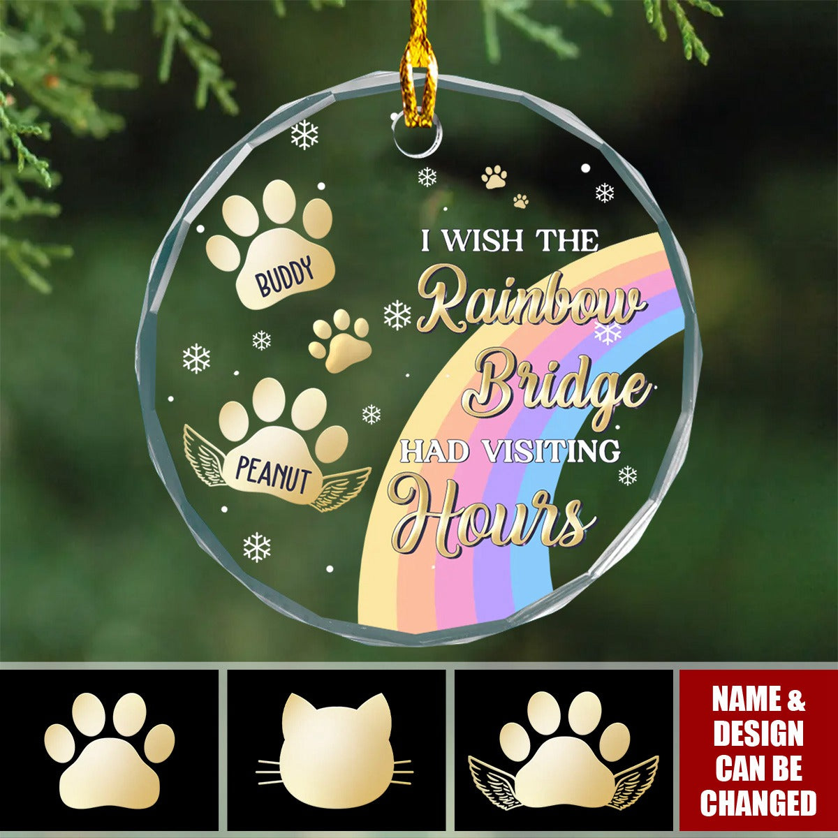 I Crossed The Rainbow Bridge Knowing I Was Loved - Memorial Personalized Custom Circle Glass Ornament