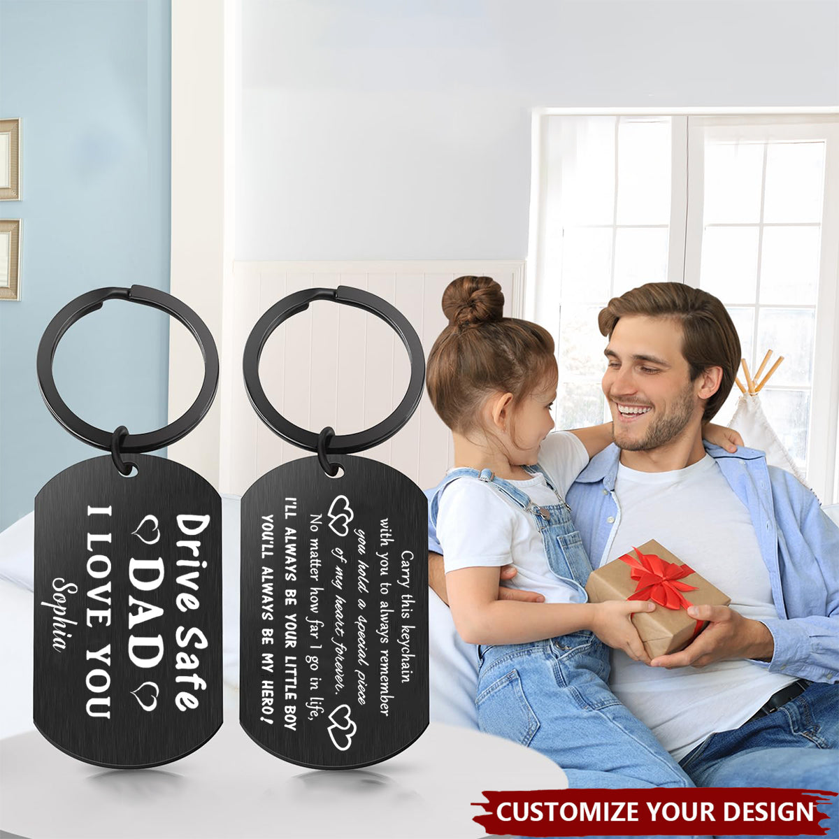 Drive Safe Dad, I Love You - Personalized Stainless Steel Keychain