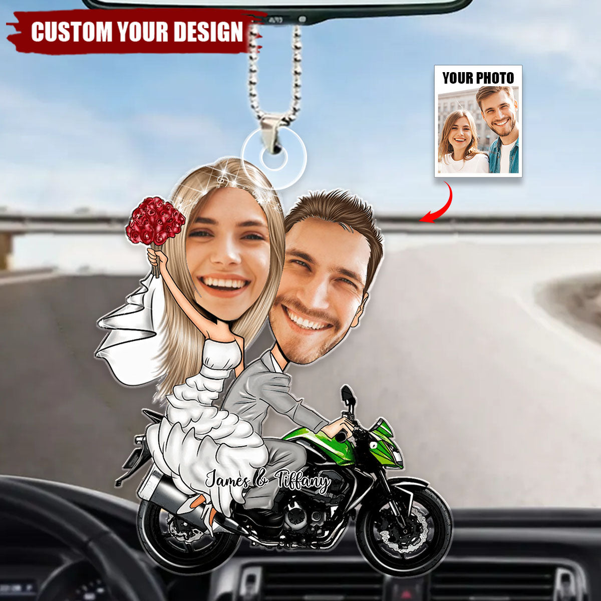 Couple Wedding Face - Personalized Acrylic Car Ornament