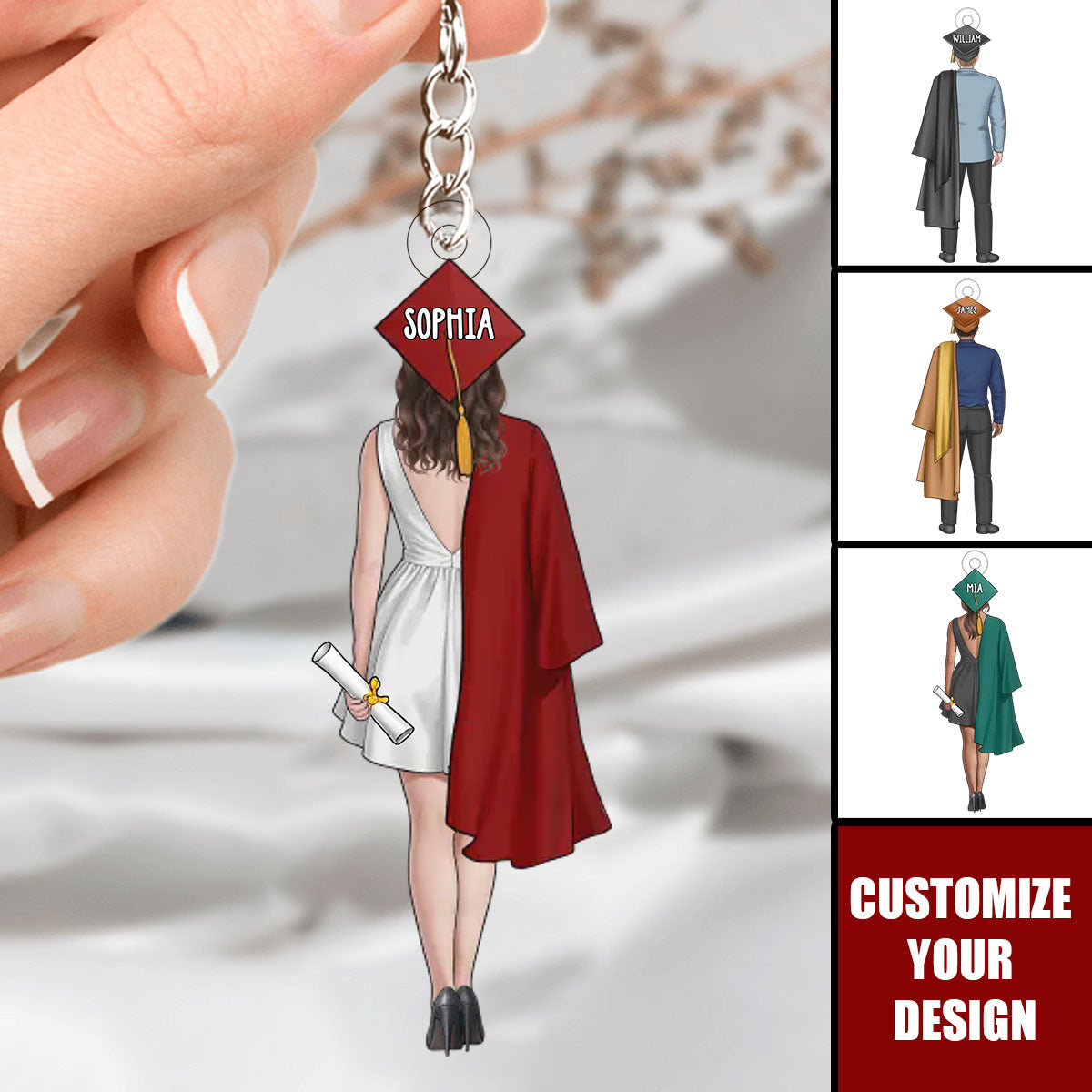 The Future Is Yours, Go Shine - Family Personalized Acrylic Keychain, Graduation Gift