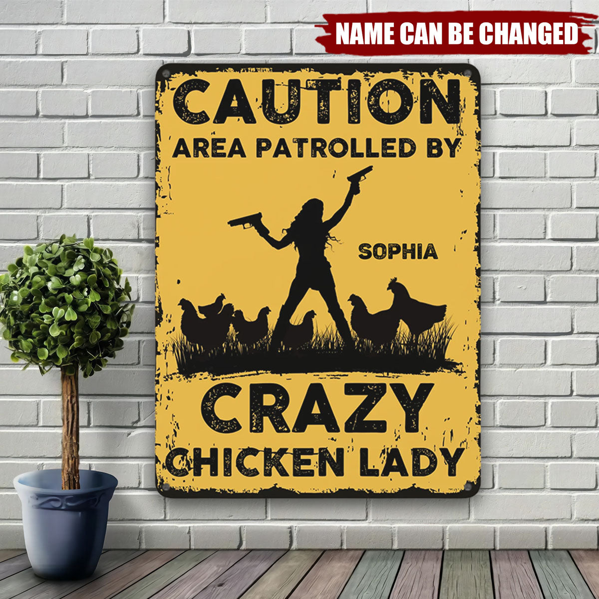 The Warning Area is Patrolled by the Crazy Hen Mother - Personalized Name Metal Retro Painting