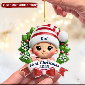 Adorable Baby's First Christmas Personalized Christmas Ornament