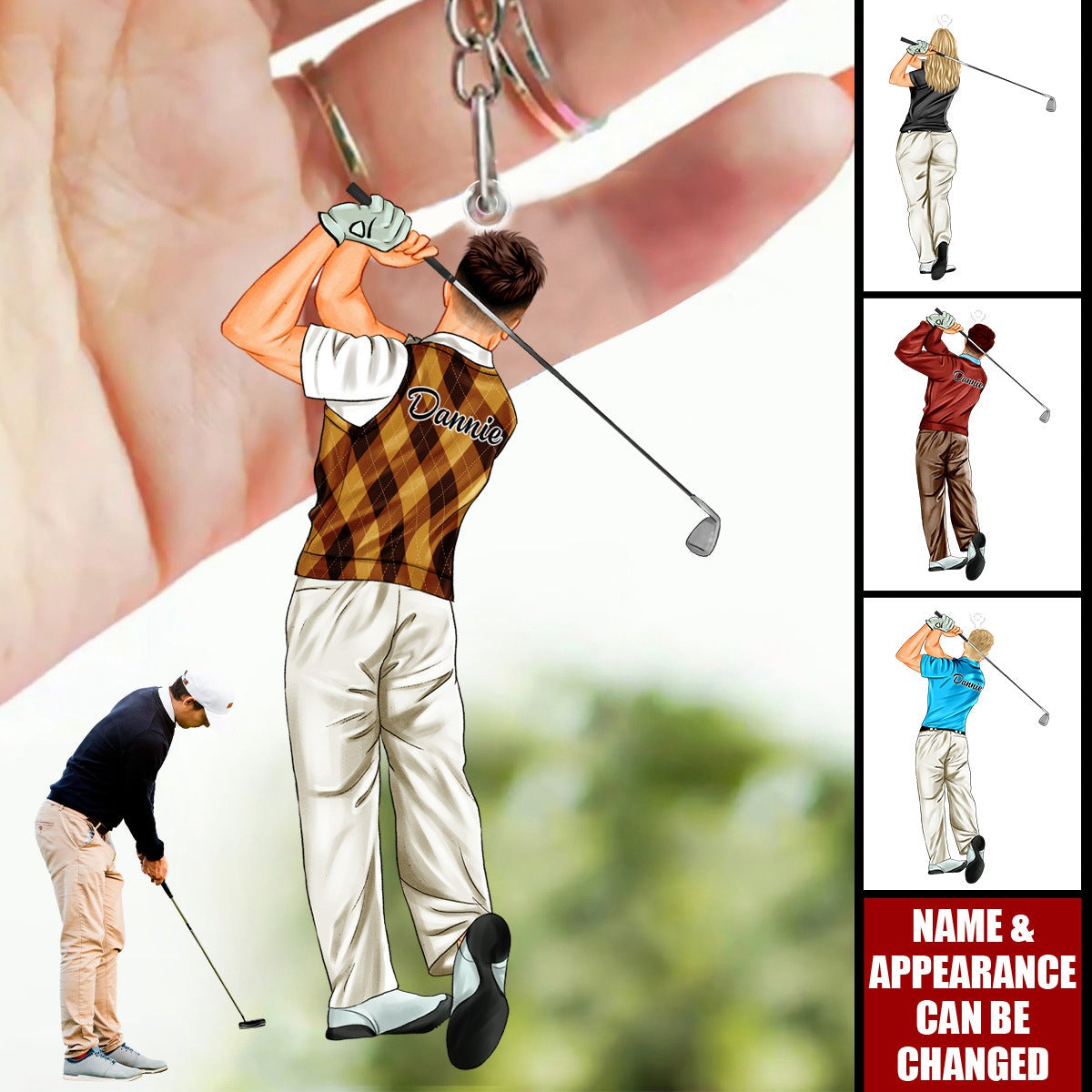 Playing Golf - Personalized Christmas Keychain