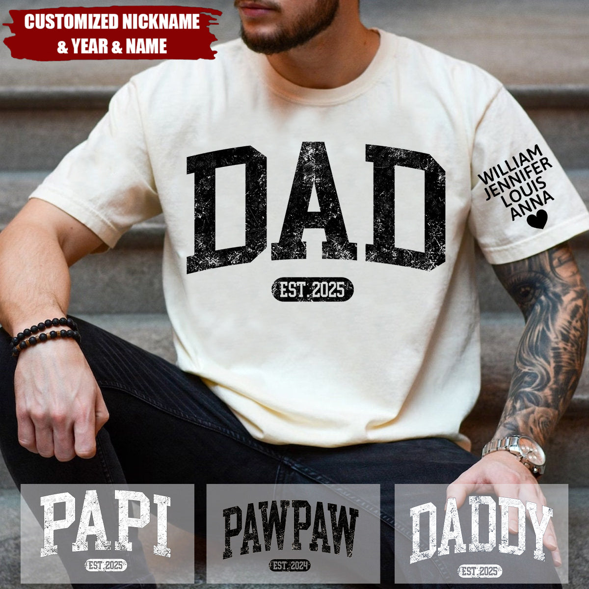 Personalized Papa Shirt With Est Year Dad T-Shirt, Gift for Papa With Est Date