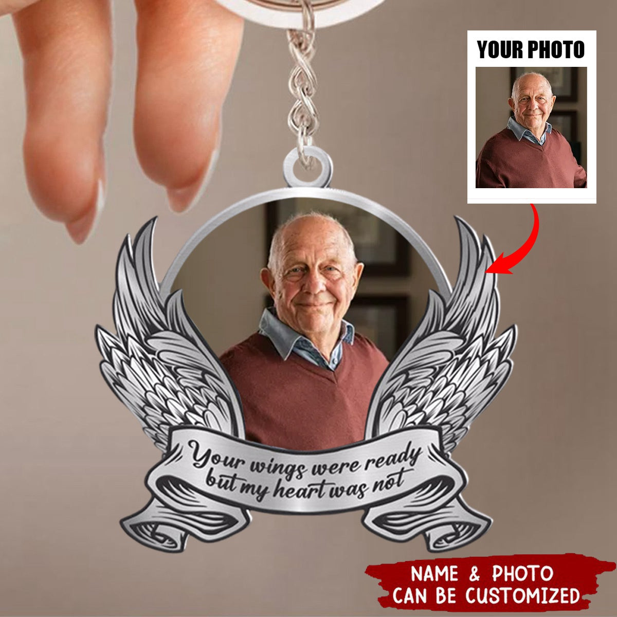 Your Wings Were Ready - Photo Memorial Personalized Acrylic Keychain